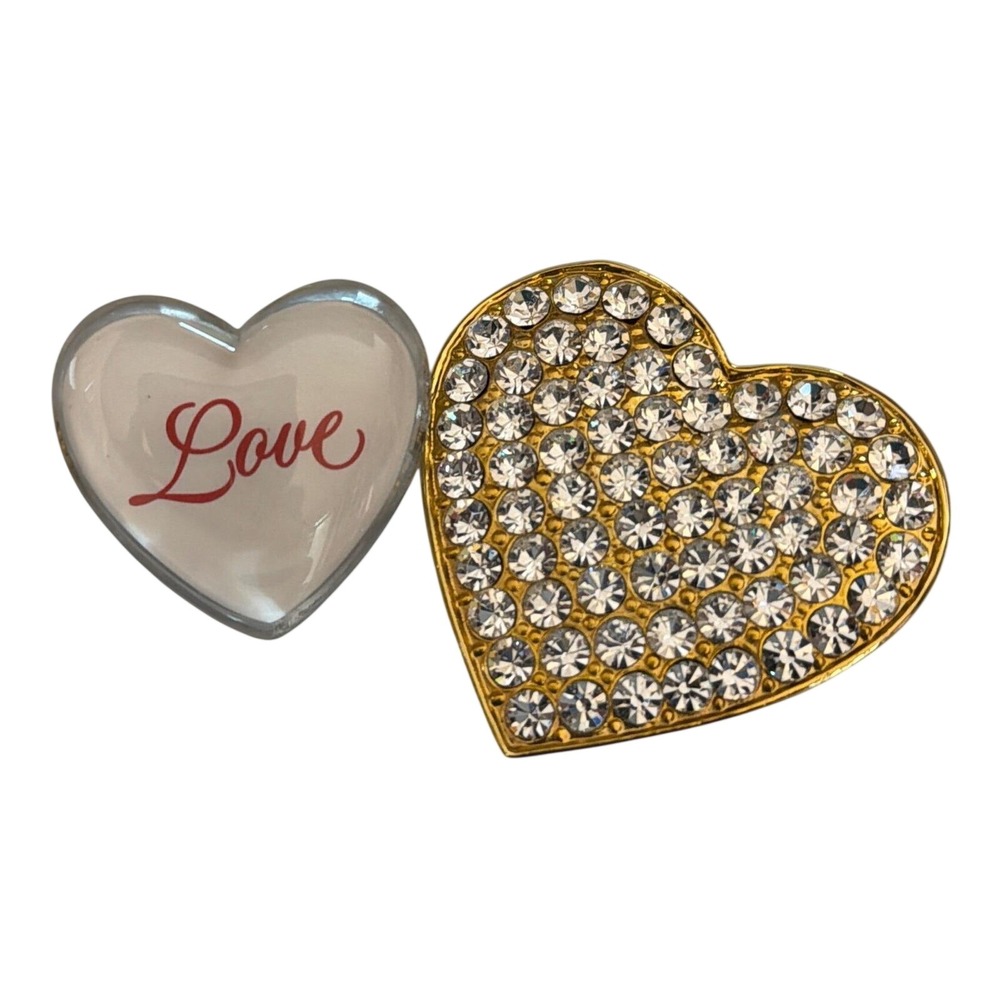 Vintage Valentine's Heart Pin Set Romantic Coquette Glam Kitschy Love Bling
